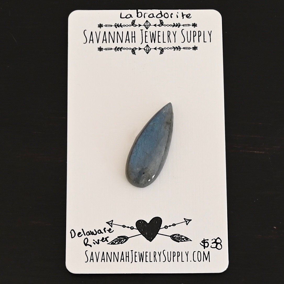 Delaware River Labradorite Cabochon Parcel shown on business card