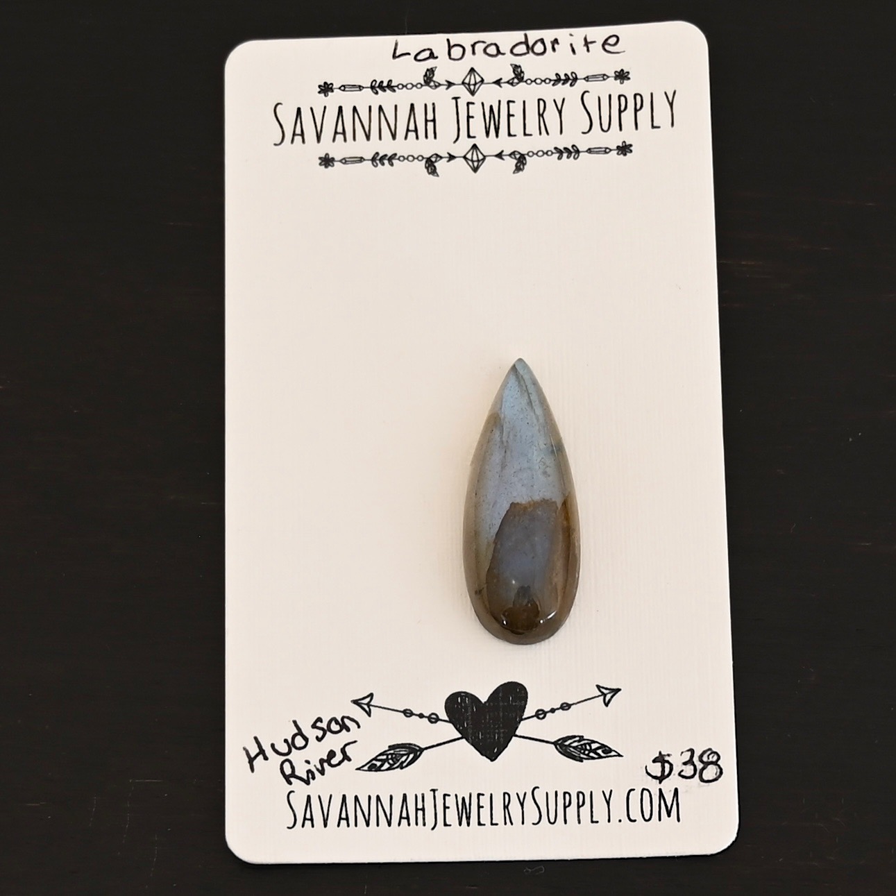 Hudson River Labradorite Cabochon Parcel shown on business card