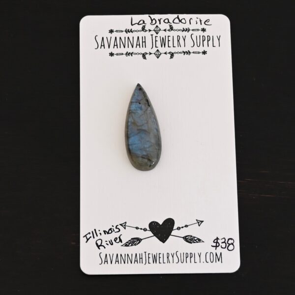 Illinois River Labradorite Cabochon Parcel shown on business card
