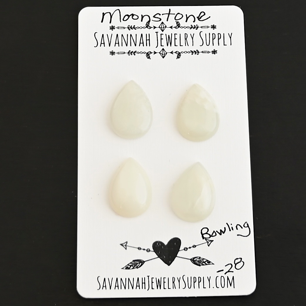 Bowling Moonstone Cabochon Parcel shown on business card