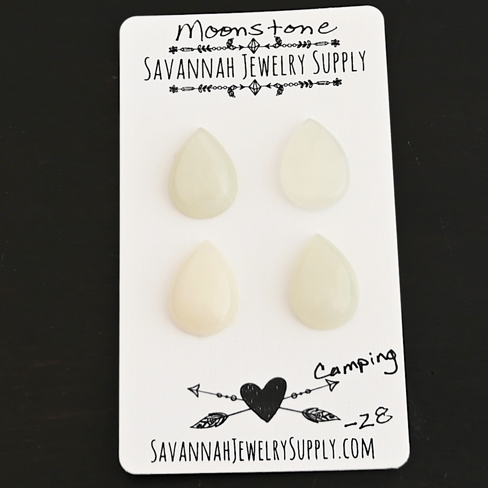 Camping Moonstone Cabochon Parcel shown on business card