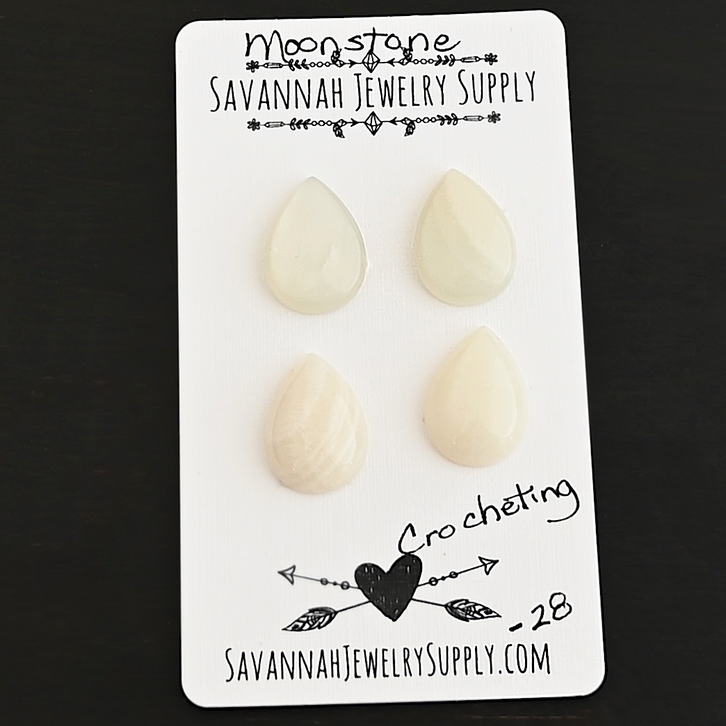 Crocheting Moonstone Cabochon Parcel shown on business card