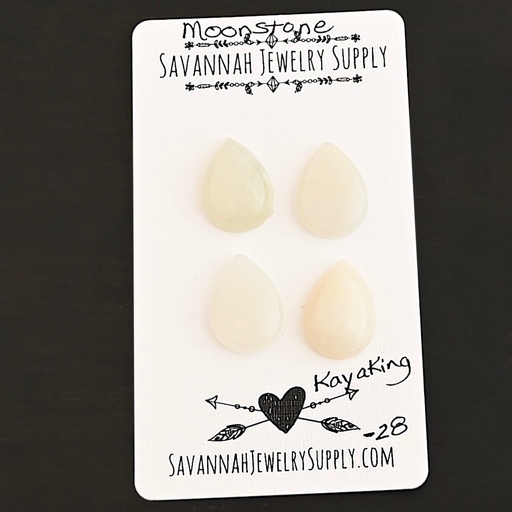 Kayaking Moonstone Cabochon Parcel shown on business card