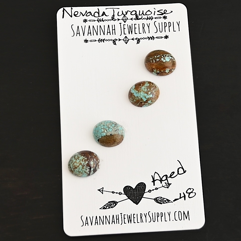 Aged Turquoise Cabochon Parcel shown on business card