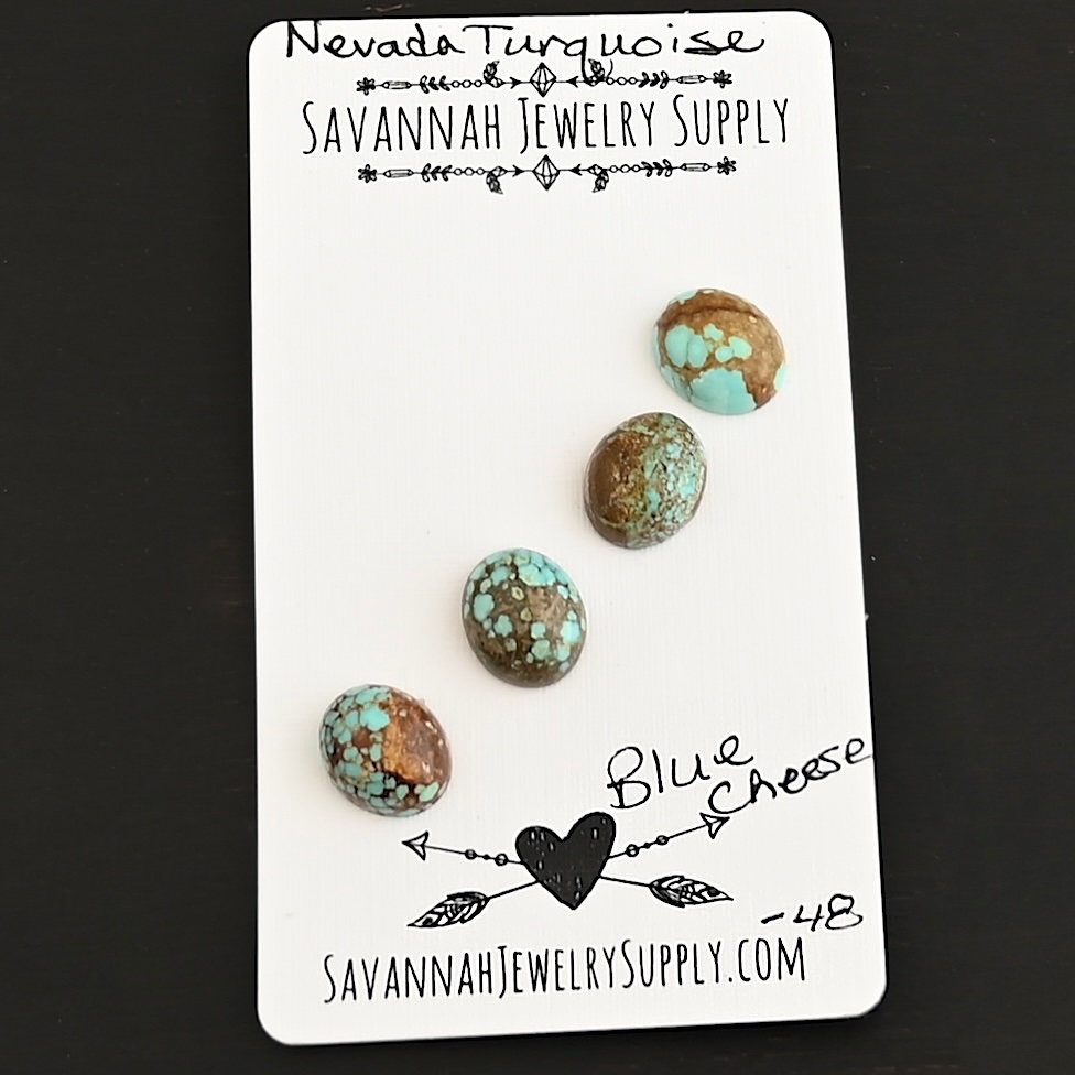 Blue Cheese Turquoise Cabochon Parcel shown on business card