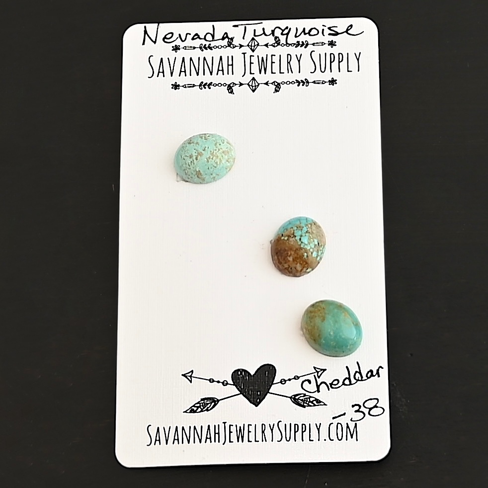 Cheddar Turquoise Cabochon Parcel shown on business card