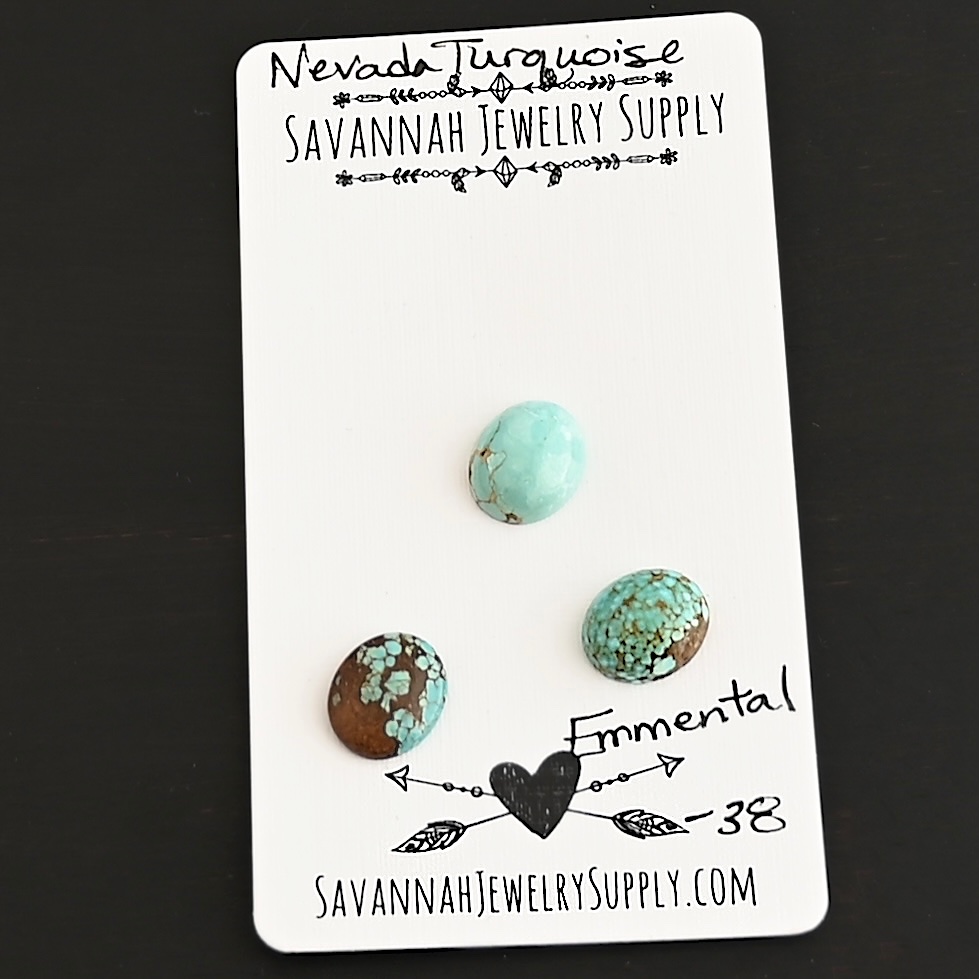 Emmental Turquoise Cabochon Parcel shown on business card