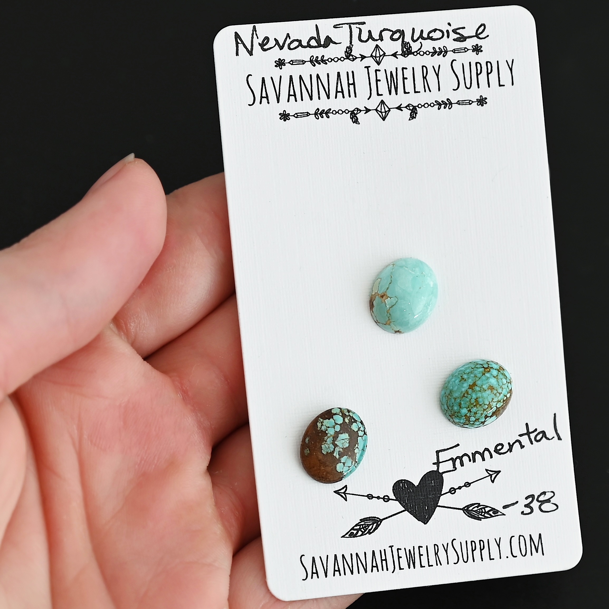 Emmental Turquoise Cabochon Parcel shown in hand