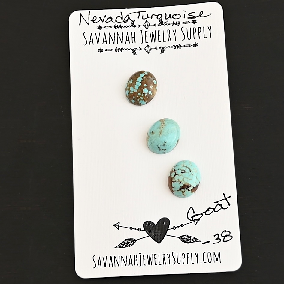 Goat Turquoise Cabochon Parcel shown on business card