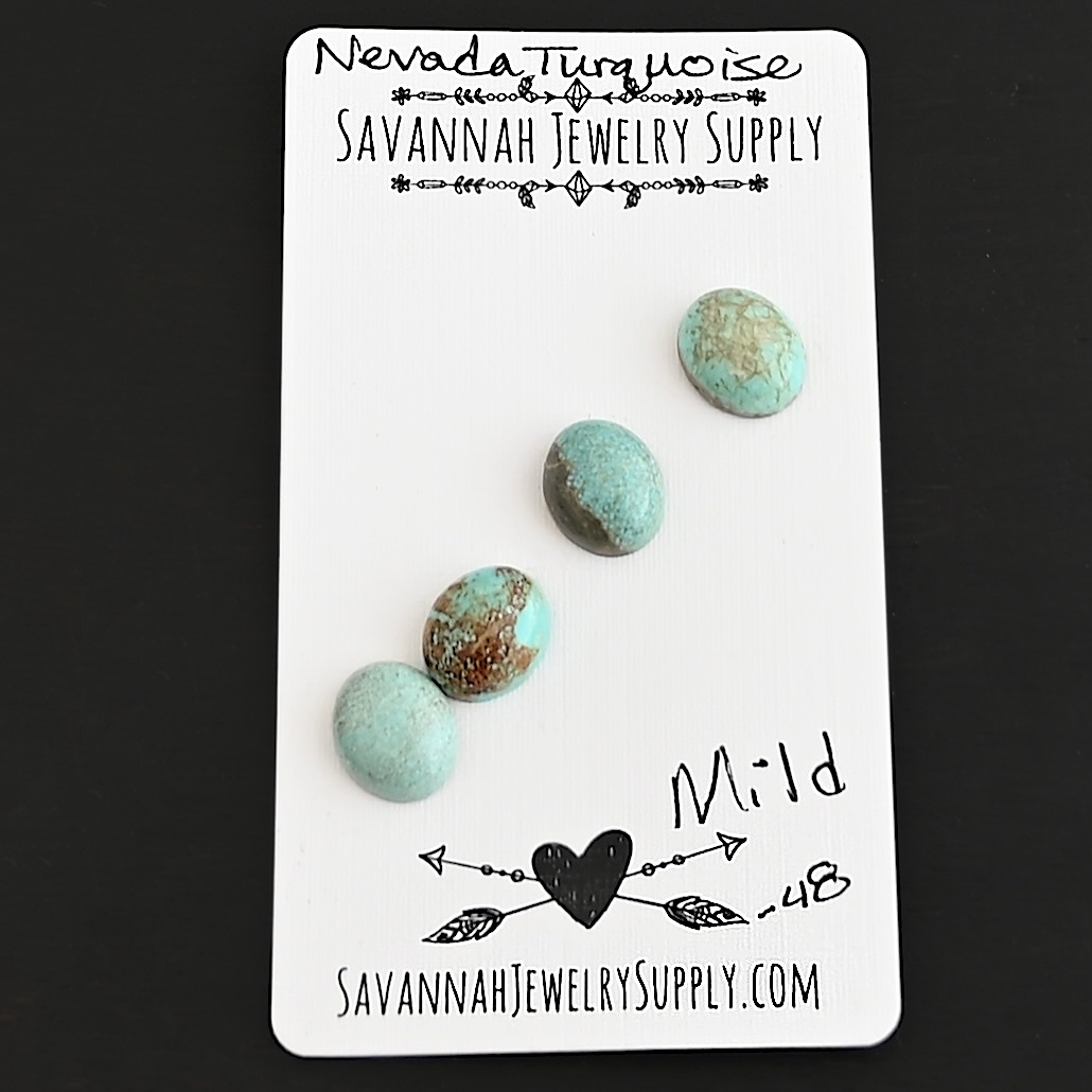 Mild Turquoise Cabochon Parcel shown on business card