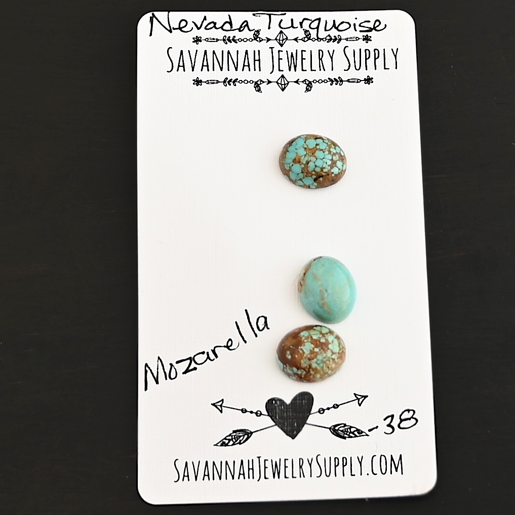 Mozzarella Turquoise Cabochon Parcel shown on business card