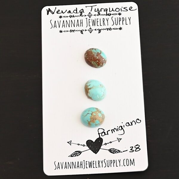 Parmigiana Turquoise Cabochon Parcel shown on business card