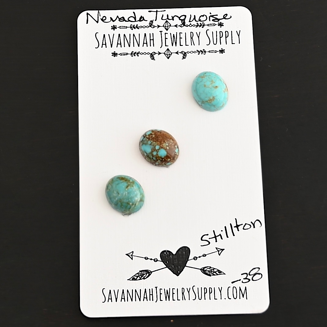 Stilton Turquoise Cabochon Parcel shown on business card