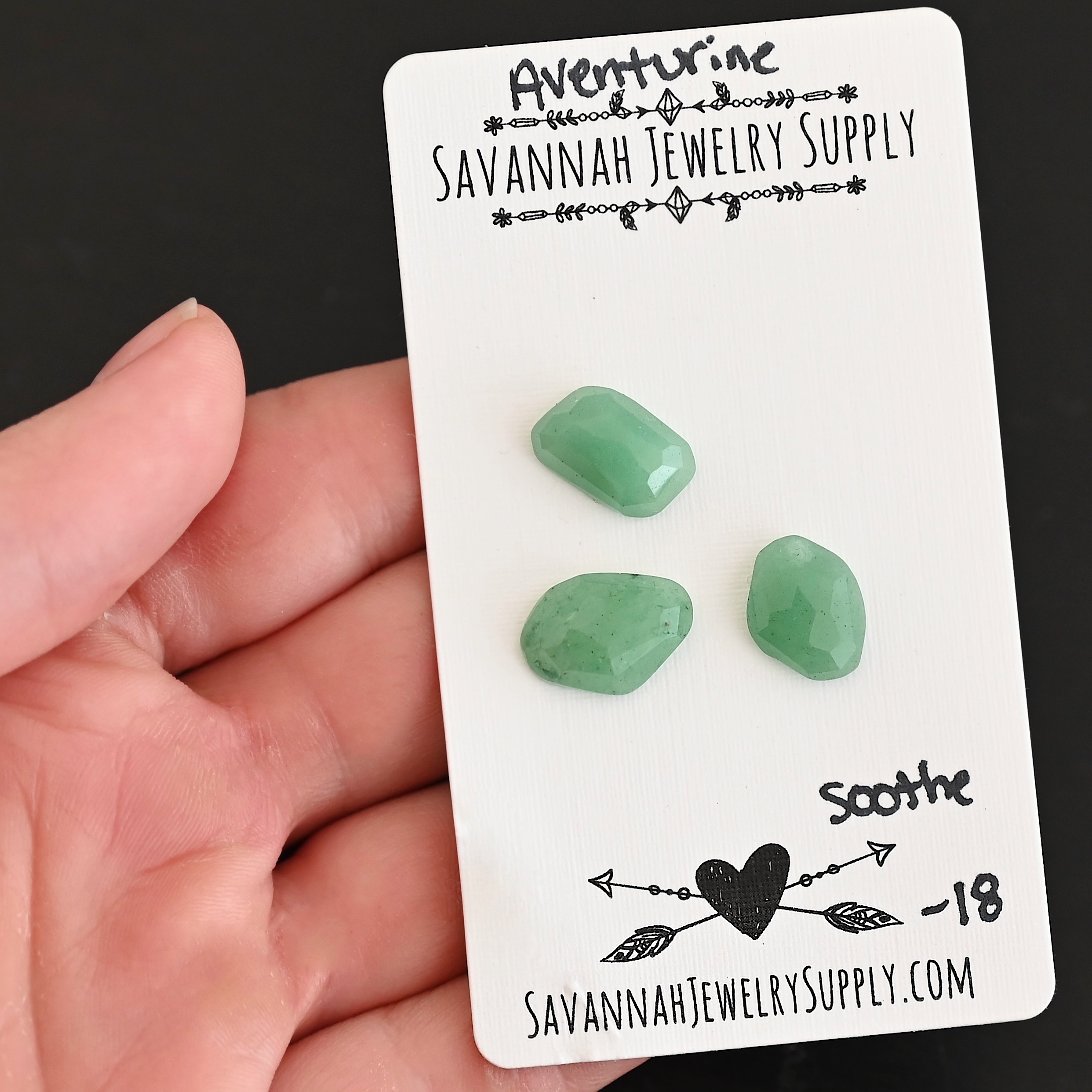 Soothe Rose Cut Aventurine Cabochon Parcel shown in hand